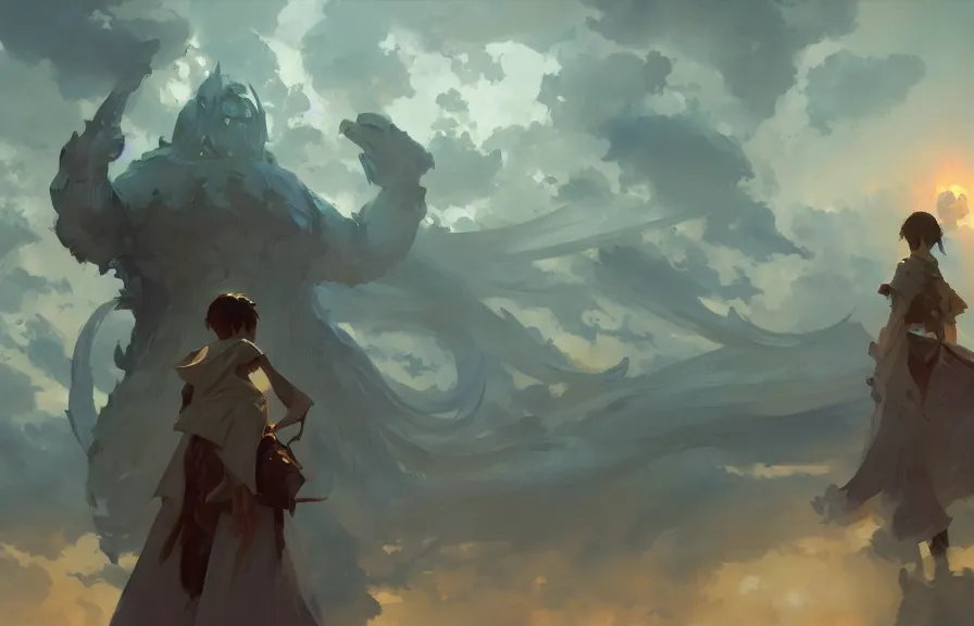 Image similar to greg manchess concept art of a the blessed elemental dimension, key visual, ambient lighting, highly detailed, digital painting, artstation, concept art, sharp focus, by makoto shinkai and akihiko yoshida and hidari and wlop and greg rutkowski