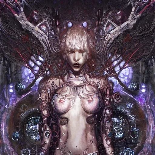 Prompt: cybernetic demon dreaming, lsd, circuitry, intricate detail, royo, whealan, hd,