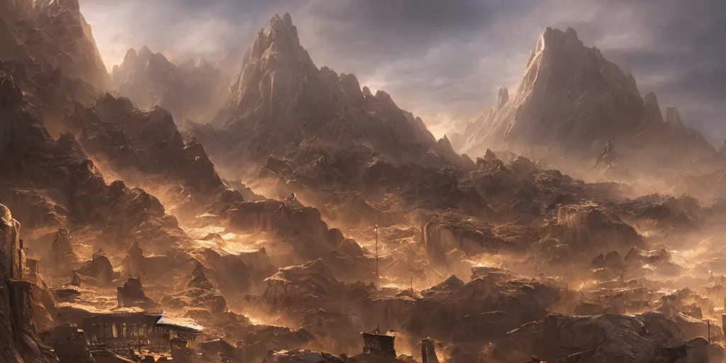 Prompt: beautiful matte painting of a giant wall by weta workshop 8 k, cinematic dramatic atmosphere, dramatic lighting