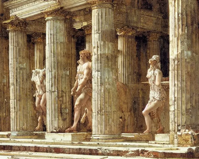 Prompt: the temple of zeus by lawrence alma - tadema,