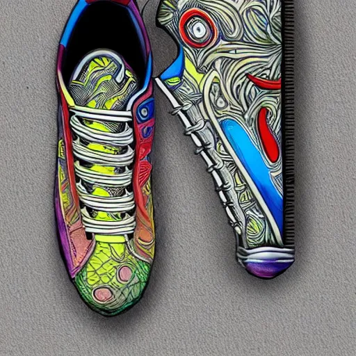 Image similar to sport balenciaga sneakers by aaron horkey, trending on artstation, colorful