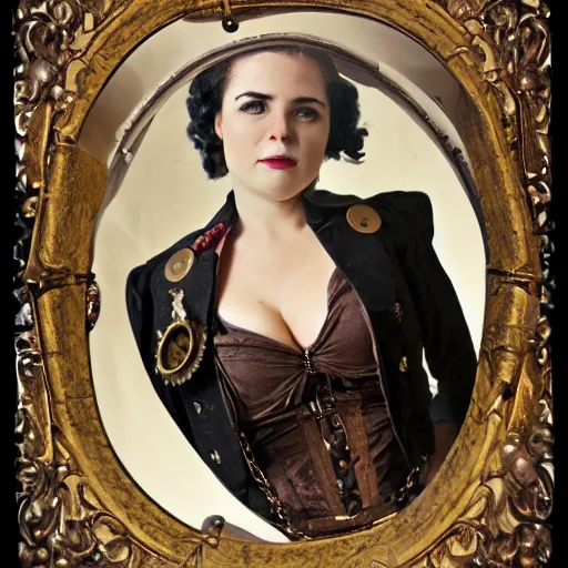 Prompt: a self portrait by a woman, steampunk