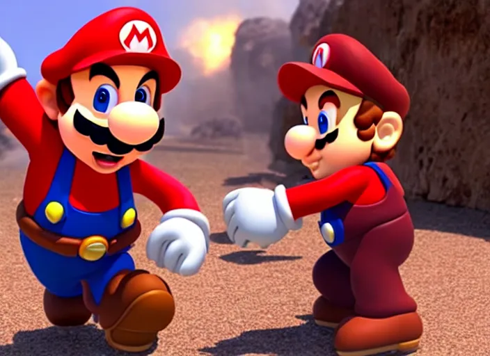 Prompt: film still of mario and yoshi in the new sci - fi movie, 8 k