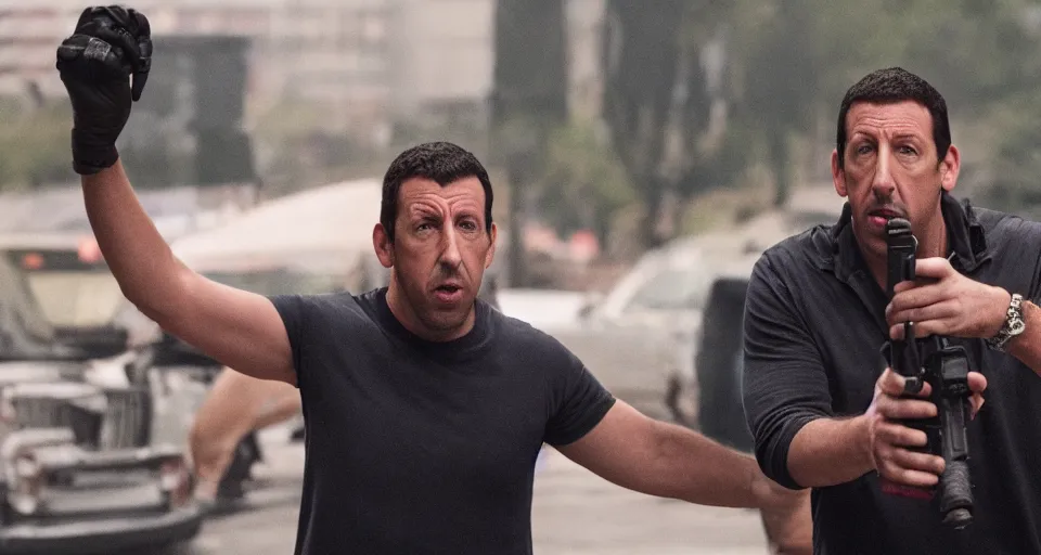 Image similar to Adam Sandler in Uncut Gems (2019), A24 cinematography 4k, cinematic film still