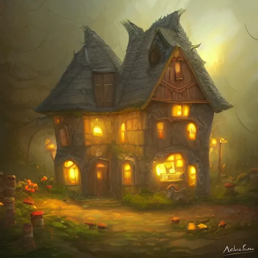 Image similar to a highly detailed fantasy digital art of a house made of cheese by andreas rocha