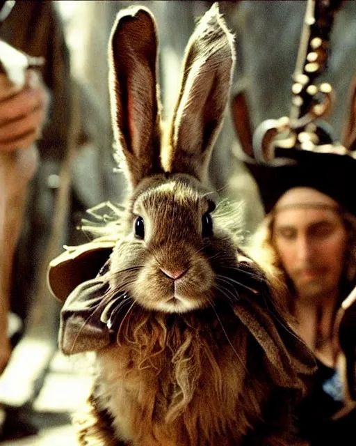 Image similar to A bunny in the movie pirates of the Caribbean ,