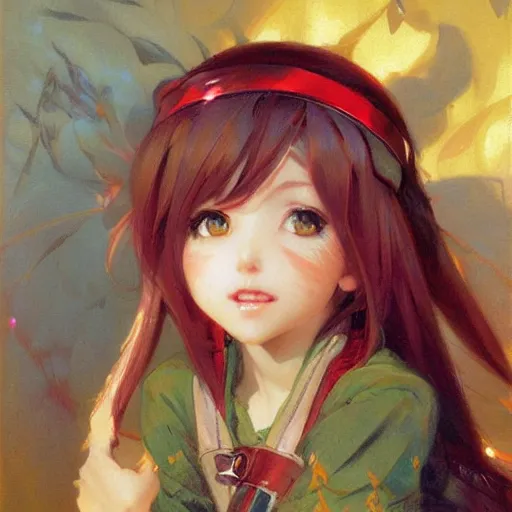 Image similar to ultra cute anime girl portraits, chibi art, painting by gaston bussiere, craig mullins, j. c. leyendecker