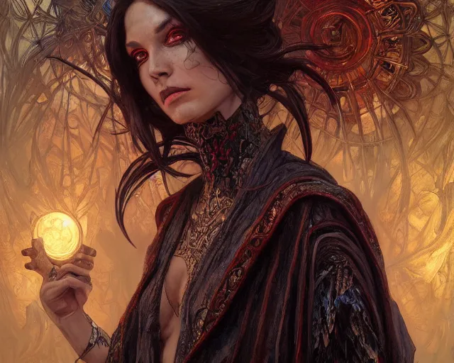 Image similar to photography of clive barker, deep focus, d & d, fantasy, intricate, elegant, highly detailed, digital painting, artstation, concept art, matte, sharp focus, illustration, hearthstone, art by artgerm and greg rutkowski and alphonse mucha