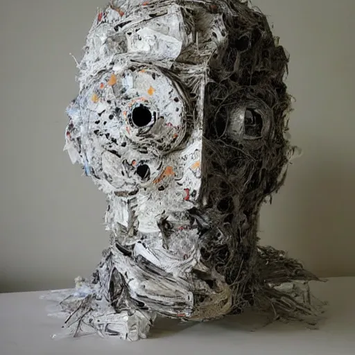 Image similar to consciousness emerging in a large language model artificial intelligence. papier - mache