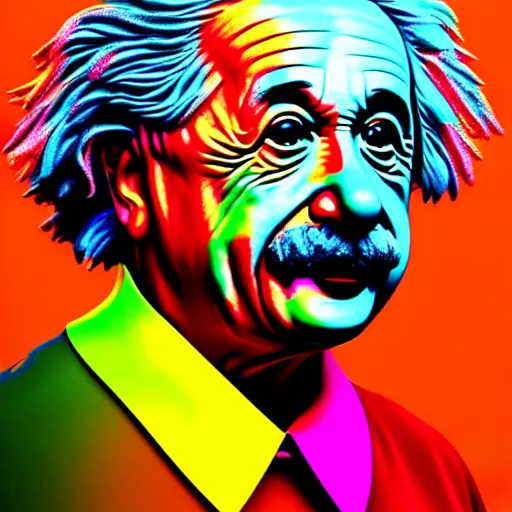 Image similar to albert einstein, vivid colors, highly detailed, digital art, 8 k, 3 d rendered in octane, blender, realistic, detailed lighting, detailed shadows, sharp, no blur, edited, corrected, trending on artstation, digital art