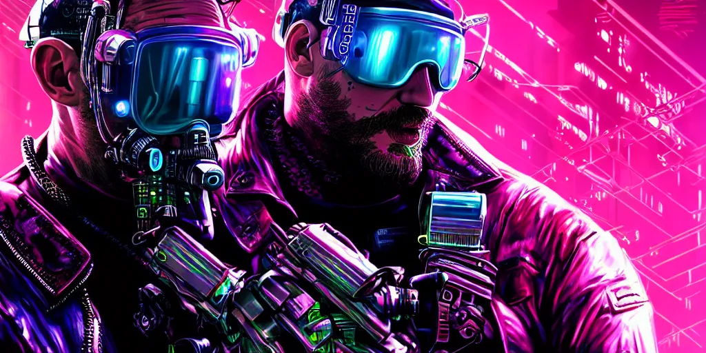 Image similar to Tom Hardy as in Cyber Punk 2077, highly detailed digital art , trending on artstation, high quality, highly detailed