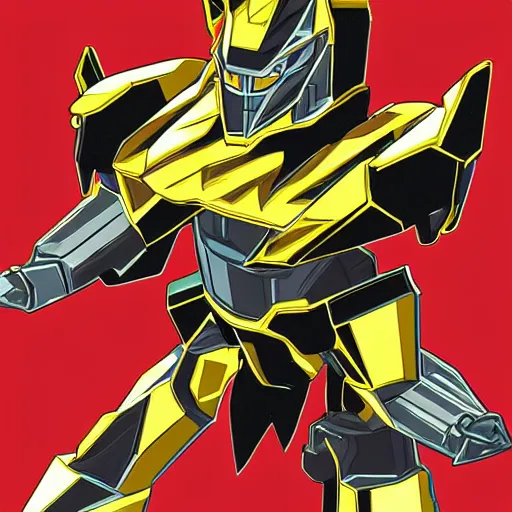 Image similar to metallic / chrome tigerzord in the style of james white. epic illustration.