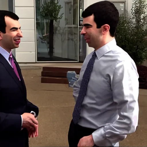 Image similar to Nathan Fielder conversing with Joseph Biden