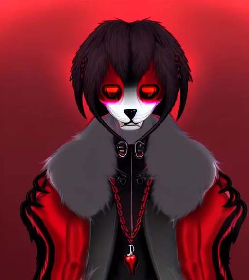 Image similar to furry - male - red - black - weasel - necromancer - fursona uhd ue 5 visual novel pc game expressions