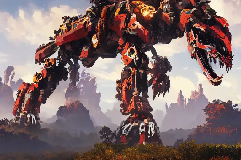 Image similar to fireclaw machine mecha animal beast robot of horizon forbidden west horizon zero dawn bioluminiscence global illumination ray tracing hdr fanart arstation by sung choi and eric pfeiffer and gabriel garza and casper konefal