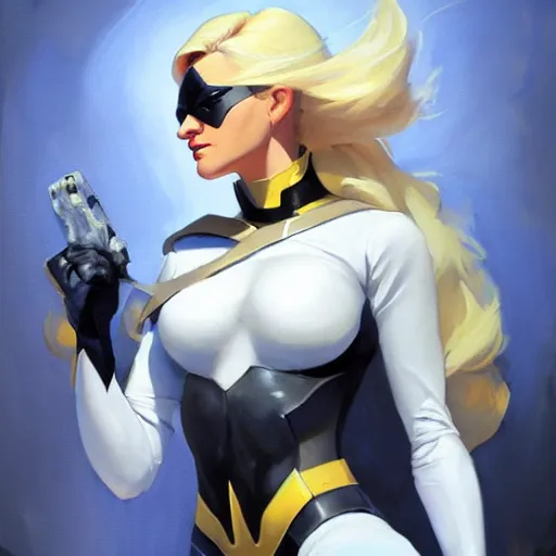 Image similar to Greg Manchess portrait painting of Emma Frost as Overwatch character, medium shot, asymmetrical, profile picture, Organic Painting, sunny day, Matte Painting, bold shapes, hard edges, street art, trending on artstation, by Huang Guangjian and Gil Elvgren and Sachin Teng