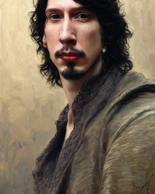 Image similar to beautiful realistic artistic detailed portrai of adam driver by gaston bussiere, donato giancola