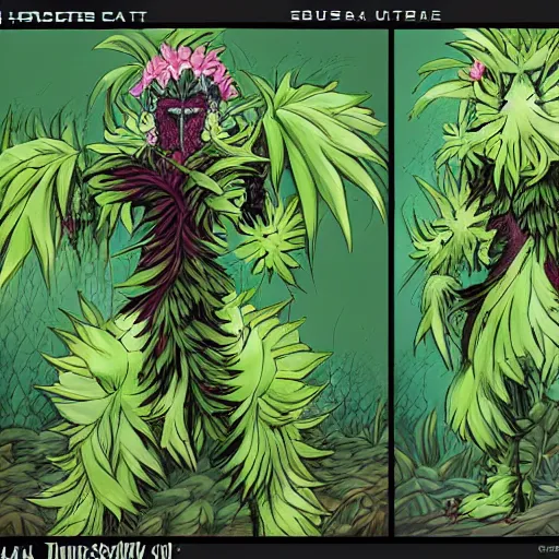 Image similar to a monster made of plants, anime art style, trending on art station