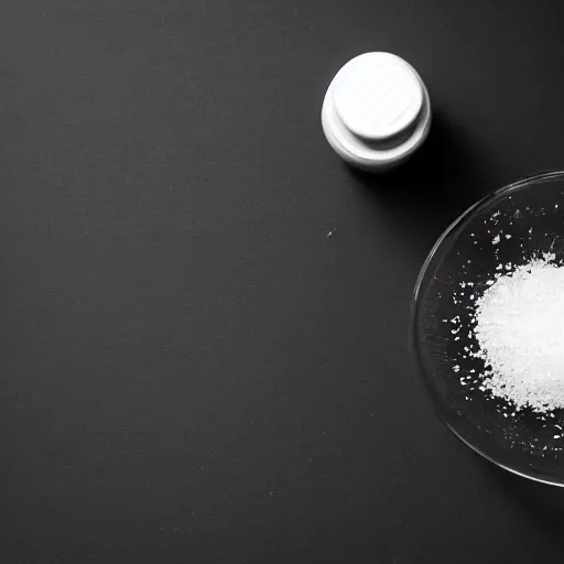 Prompt: Salt shaker on a black table, minimalist photo