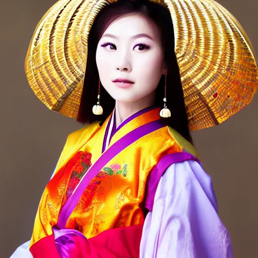 Prompt: photo portrait of chinese beauty in traditional costume, colorful, sharpen, 4k, 85mm, award winning