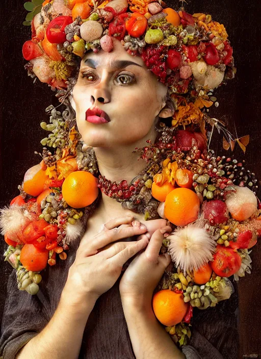 Image similar to portrait of miley citrus, by giuseppe arcimboldo and paul barson and annie leibovitz and faith yata and artgerm and alphonse mucha, photorealistic, f 1. 8, soft lightning, high detail, 8 k