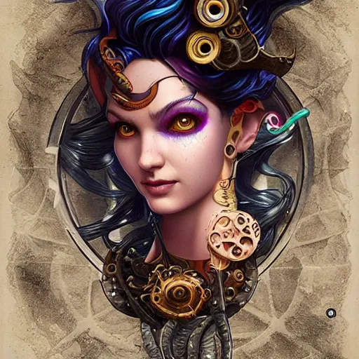 Prompt: underwater naga steampunk portrait, Pixar style, by Tristan Eaton Stanley Artgerm and Tom Bagshaw.