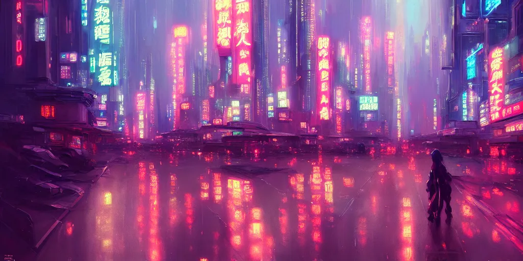 Image similar to Shanghai by Neon Light, in the style of Cyberpunk Impressionism, Krenz Cushart, Moebius, and Muchain, Prismatic, Rococo, Pearlescent, reflective, shimmering, highly detailed, masterpiece, dreamy, concept art, Cinema lighting, 8k, trending on artstation