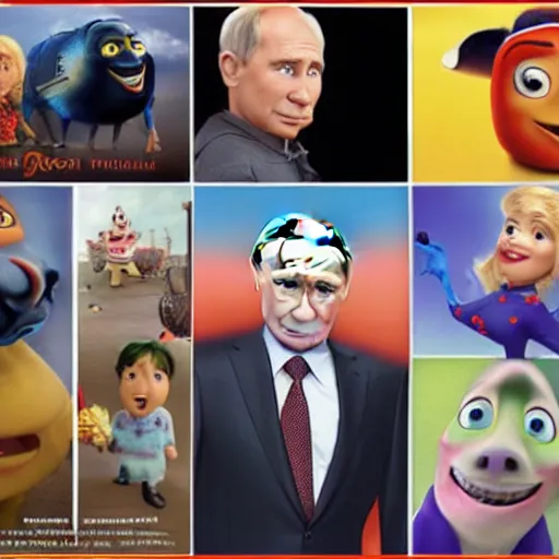 Image similar to vladimir putin pixar movie, pixar, cute, adorable