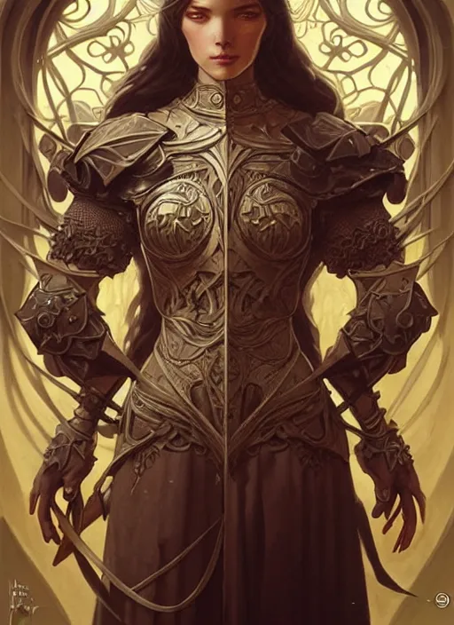 Image similar to Muscular and powerful medieval knight portrait, art nouveau, fantasy, intricate flower designs, elegant, highly detailed, sharp focus, art by Artgerm and Greg Rutkowski