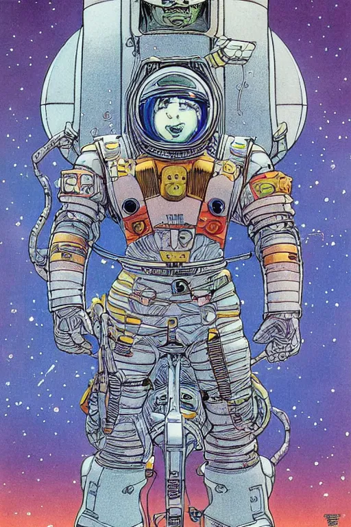 Image similar to space gladiator, by Moebius, highly detailed, vertical symmetry