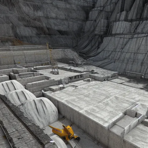 Prompt: an unreal engine 5 render of a marble quarry on an overcast day