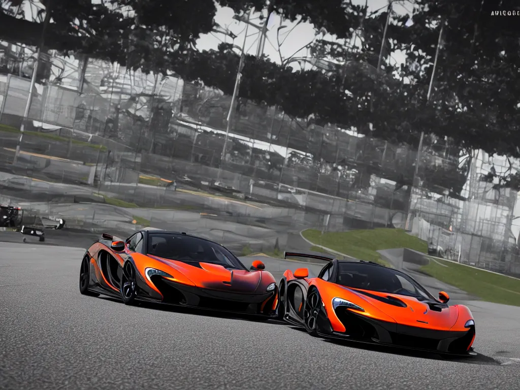 Image similar to a cinematic screenshot of a McLaren p1 in gran turismo