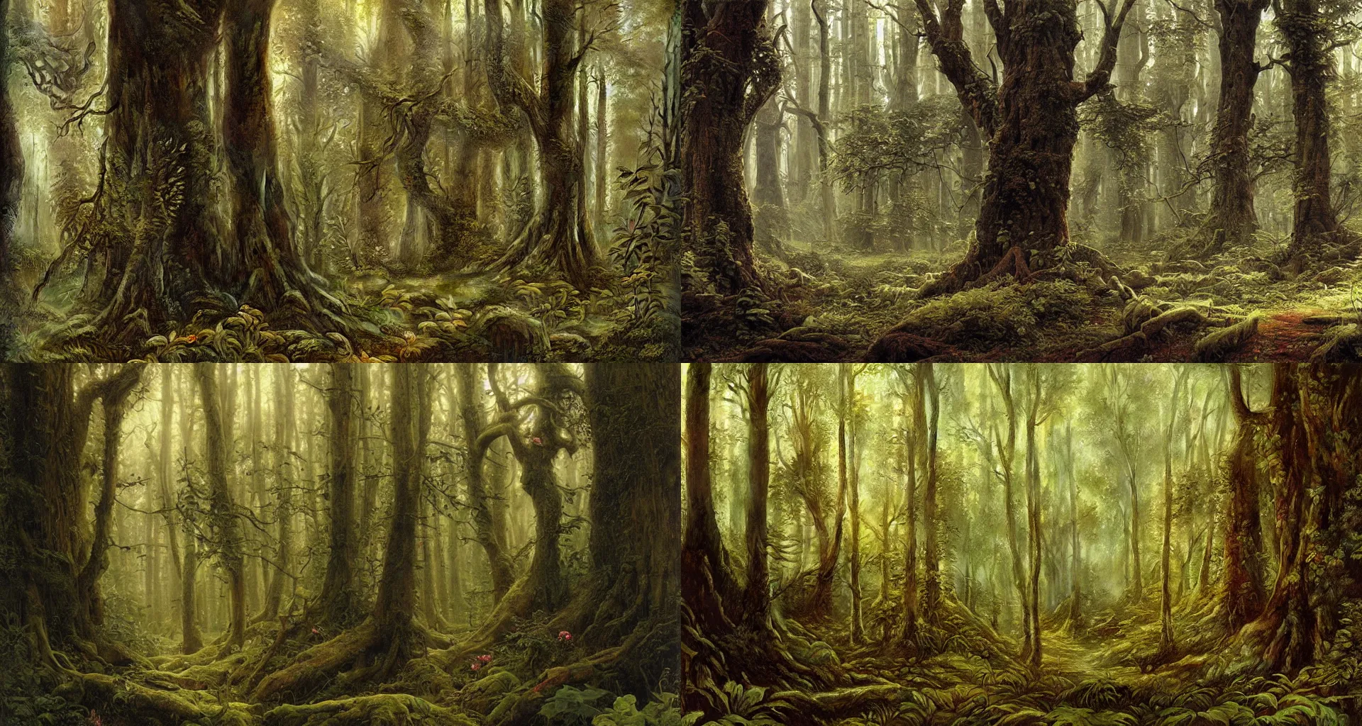 Prompt: forest, art by ferdinand knab
