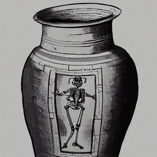 Image similar to roman jar illustrated with skeletons