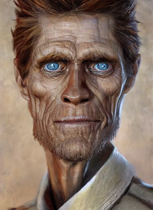 Prompt: closeup portrait biblical daemonic willem dafoe as a pixar character, by mikhail vrubel, by peter elson, muted colors, extreme detail, trending on artstation, 8 k