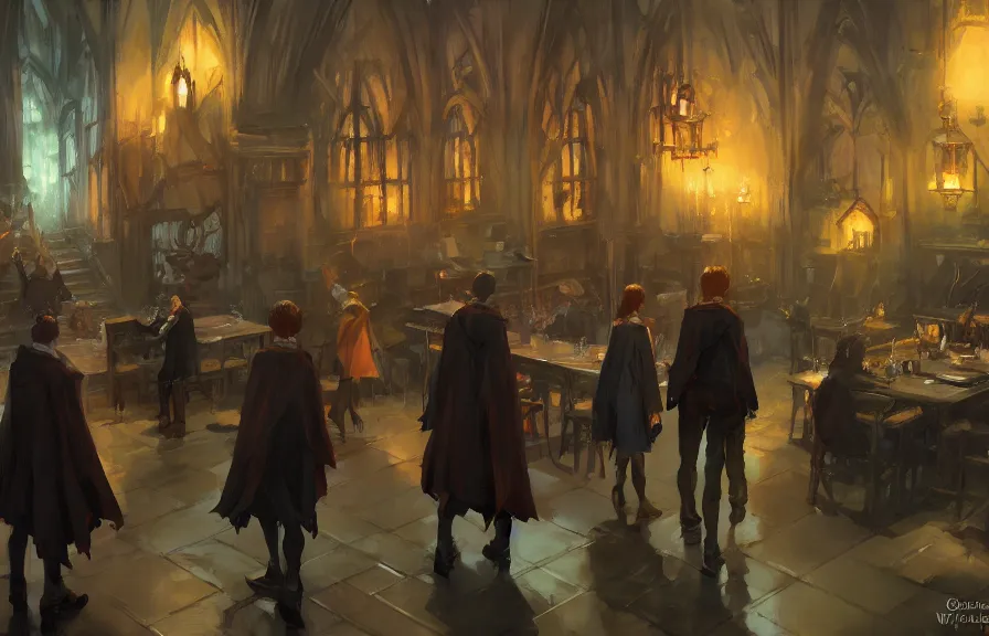 Image similar to greg manchess concept art of a the hogworts dimension, key visual, ambient lighting, highly detailed, digital painting, artstation, concept art, sharp focus, by makoto shinkai and akihiko yoshida and hidari and wlop and greg rutkowski