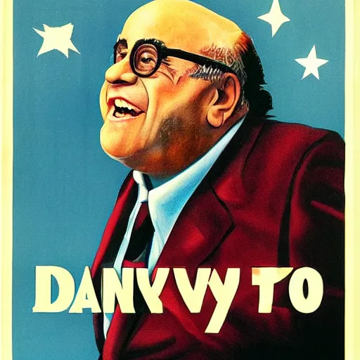 Prompt: Danny devito in a soviet propaganda poster