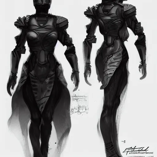Image similar to character design sketch humanoid by ahmet atil akar, concept art character, cyberpunk fashion, fantasy, painted, 4 k, high detail, sharp focus, trending in artstation