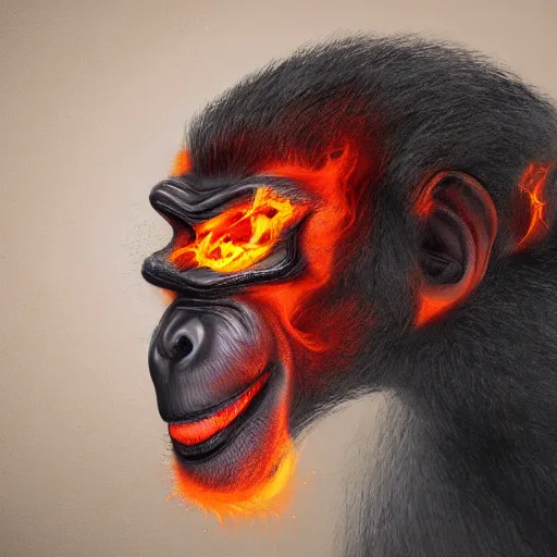 Prompt: Fire Coming Out a Monkey's Head, Digital Art, Trending on Art Station