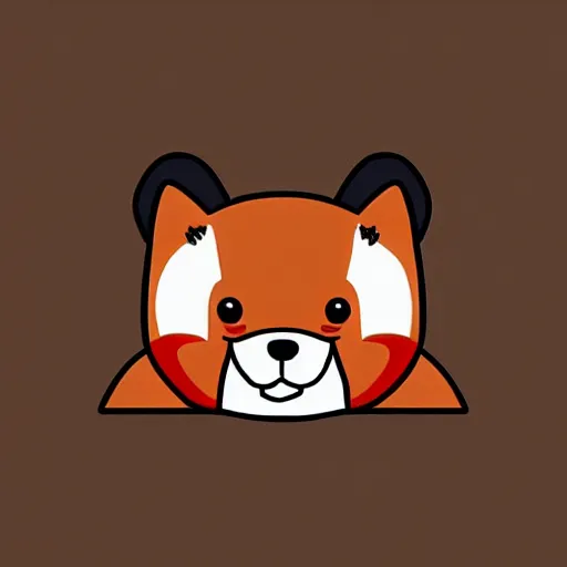 Prompt: a cute red panda sleeping, digital art, icon, 2 d vector logo, cartoon