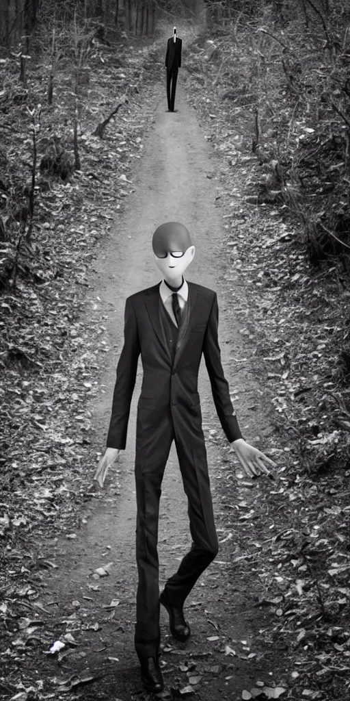 Prompt: Photograph of Slenderman featured in the GQ Magazine, professional photoshoot, award winning photography, 4KHD