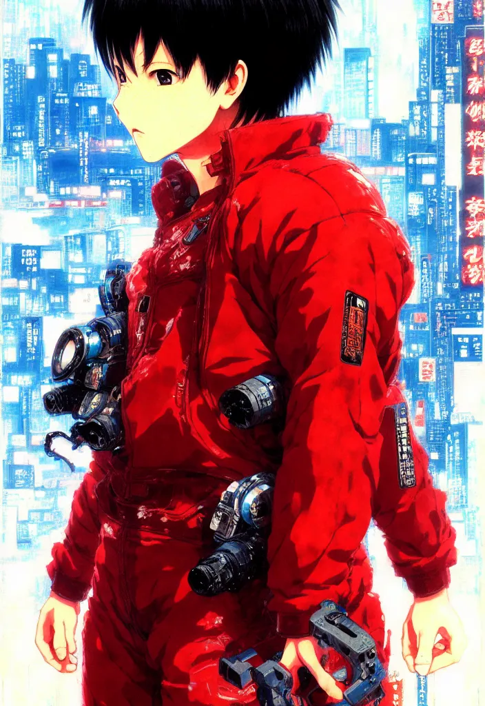 Image similar to detailed anime character portrait of kaneda from akira by katsuhiro otomo | anime, matte painting, dystopian megacity neo - tokyo, perfect, fine details, realistic, shaded, lighting, akira, artgerm, jeremy lipkin and michael garmash and rob rey