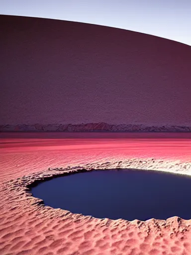 Prompt: Terraforming Jezero Crater, research outpost, a floating agricultural mini-planet, flora-lush-crater, desert background, aesthetic, high-contrast by Greg Rutkowski and Asher Duran,