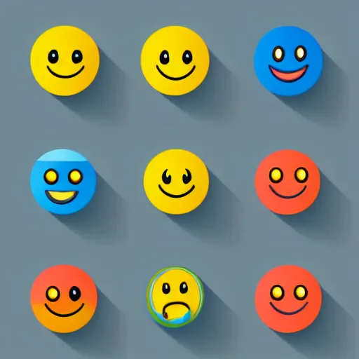 Prompt: set of smiley icons vector asset pack