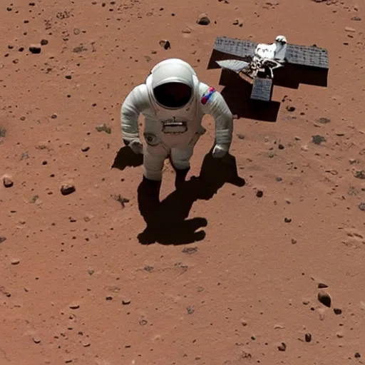 Prompt: Elon musk in a spacesuit on Mars