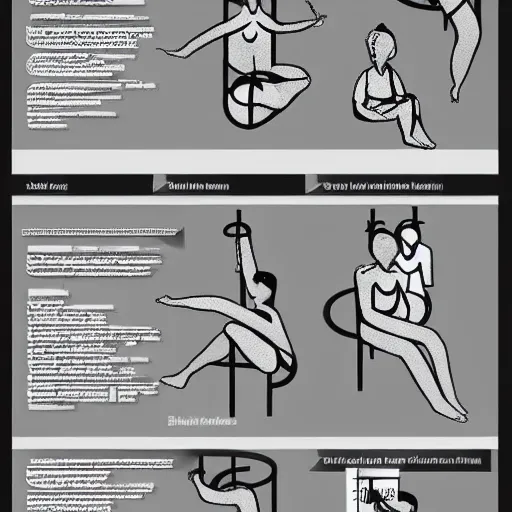 Image similar to ikea instruction sheet for 6 kama sutra positions, detailed diagrams.