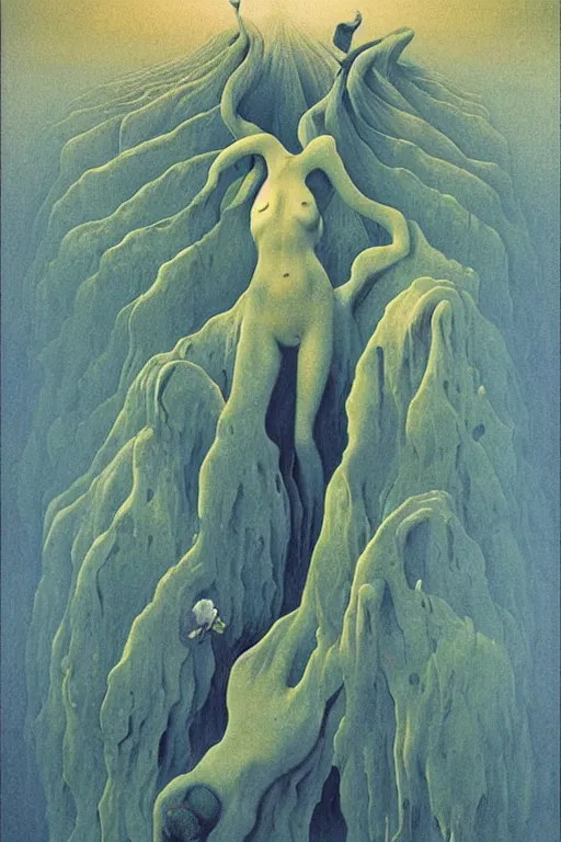 Prompt: zdzisław beksinski art nouveau poster