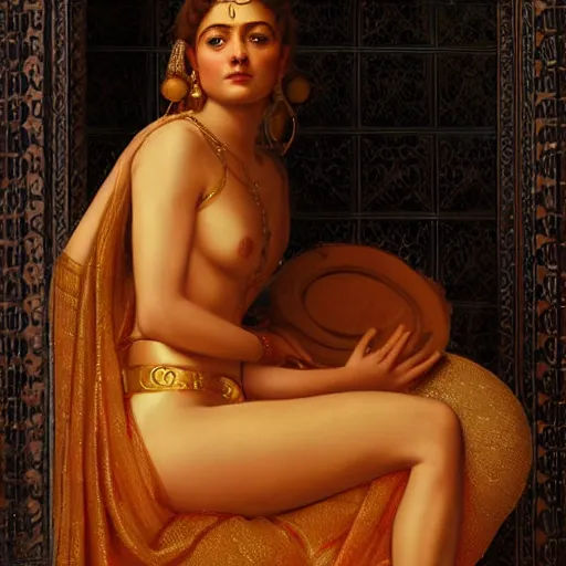 Image similar to beautiful_golden_portrait_of_a_Ashoka_ clone wars Grand_girl body Odalisque_intricate_oil_paintingby Jo hn_William_Godward_by_Anna_Dittman_by J-H 768-C2.0