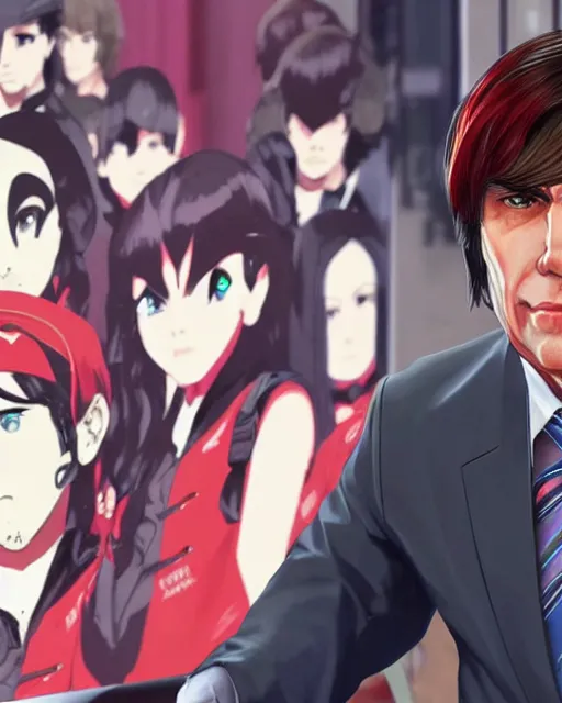 Prompt: Jair Bolsonaro portrait in Persona 5, Persona 5 style, anime