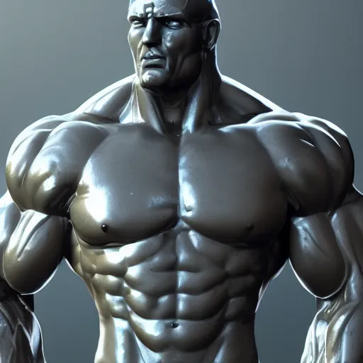 Image similar to portrait of statue muscle, chrome, reflect, 8 k uhd, unreal engine, octane render in the artstyle of finnian macmanus, john park and greg rutkowski